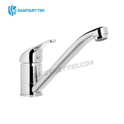 Standing sink faucet, with flat spout pipe, chrome