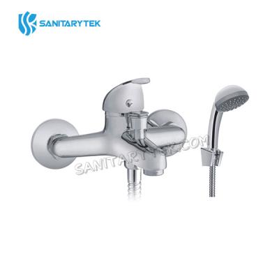 Wall-mounted bathtub faucet with shower set