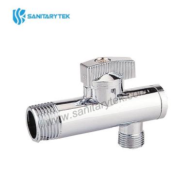 Angle ball valve with filter and flange, chrome-plated