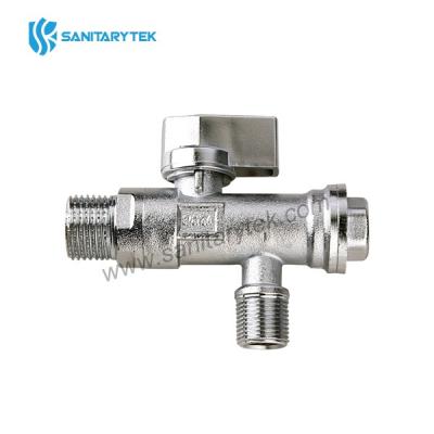 Angle ball valve with filter, sandblasted, chrome-plated