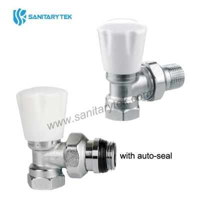 Angle radiator valve with manual handle, iron pipe connection