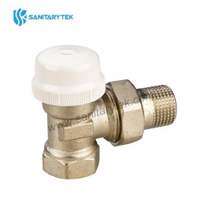 Angle thermostatic radiator valve for iron pipe - nickel plated