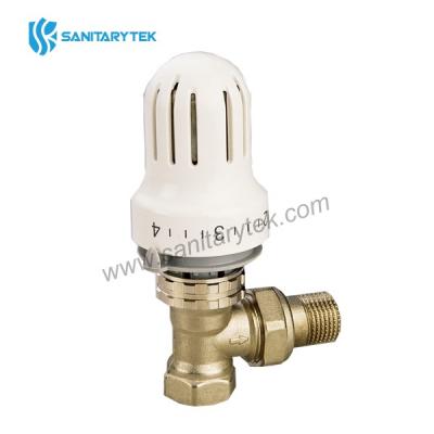 Angle thermostatic radiator valve with head, M/F