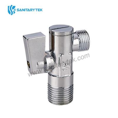 Angle ball valve, with filter and rosette, chrome-plated brass