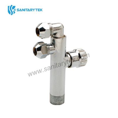 Angle valve with two outlets,chrome plated