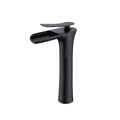 Matte black high single handle vanity basin faucet