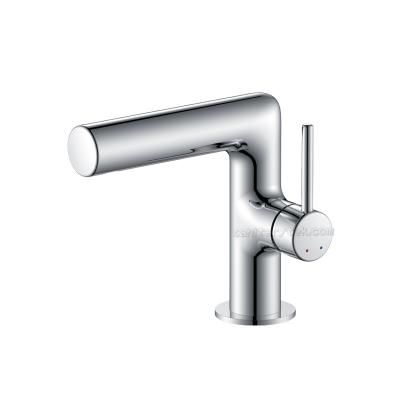 Vanity basin faucet with a single handle and a hot/cold valve mixer in chrome