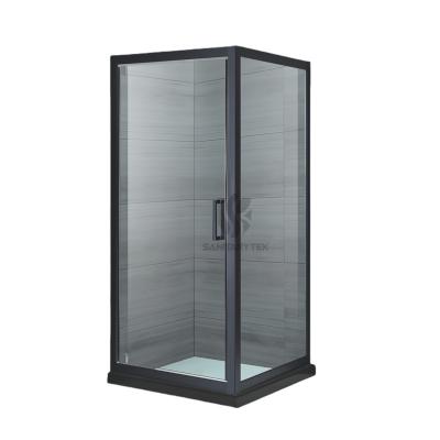 Black hinged pivot door square shower enclosure