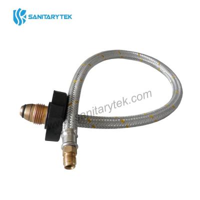 Braided gas hose with hand wheel