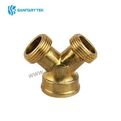 Brass 2 way garden hose splitter