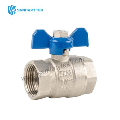 Brass ball valve F/F - blue aluminium butterfly handle