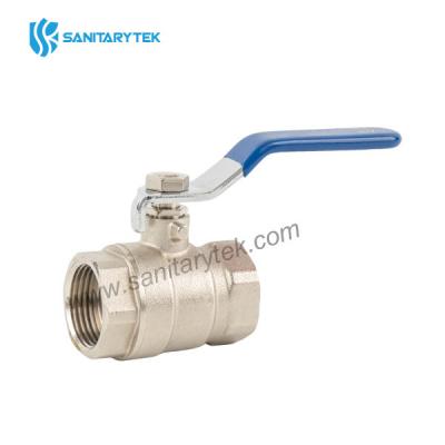Brass ball valve F/F with blue steel flat handle