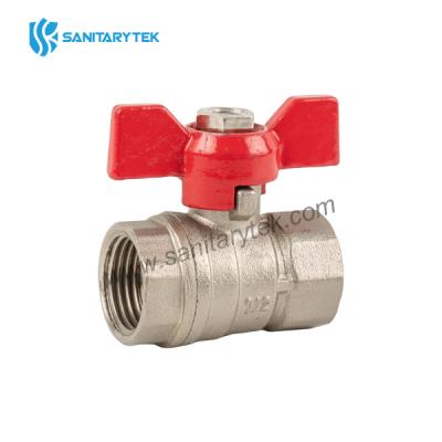 Brass ball valve female/female with red butterfly handle