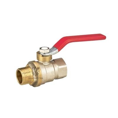 Brass ball valve, female-male thread, with a steel lever, full bore