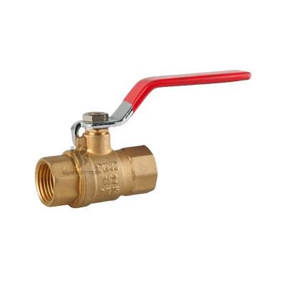 Brass ball valve - F/F - Flat red steel handle