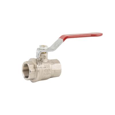 Brass ball valve with red lever handle, female-female