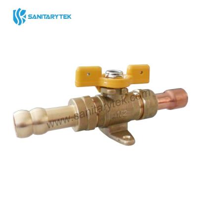 Brass ball valve for gas, yellow T handle