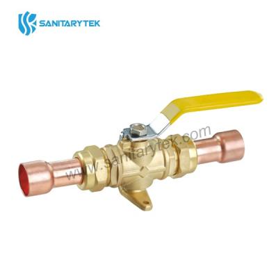 Brass ball valve for gas, yellow steel flat handle