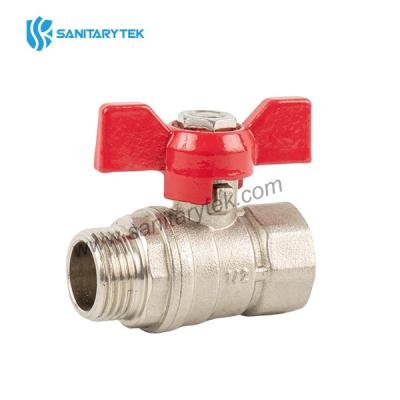Brass ball valve male/female with red butterfly handle