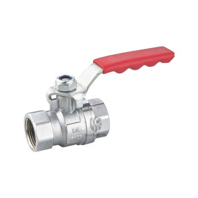 Brass full bore ball valve with red lever handle
