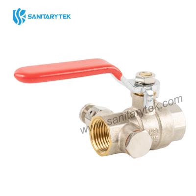 Brass ball valve with drain and plug, with lever,FxF