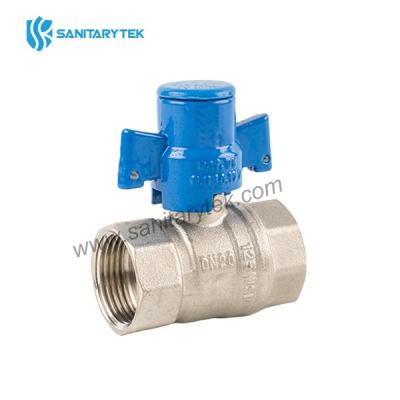 Brass ball valve with lock, butterfly handle