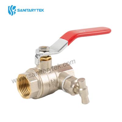 Brass ball valve with manual air-vent and plug, FxF, with lever