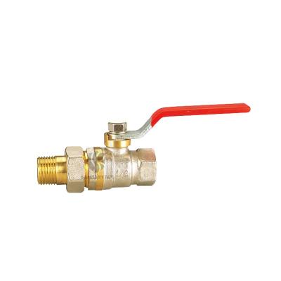 Brass ball valve with union MF, with a steel lever