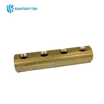 Brass bar manifold with 1/2 female outlets, interaxis 50mm