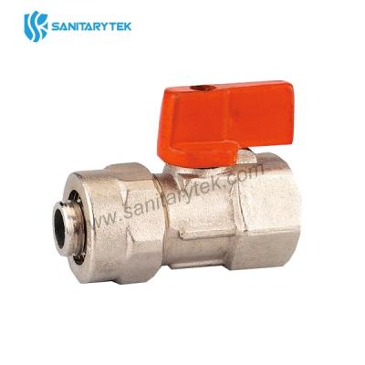 Brass mini ball valve for pex-al-pex pipe female (detachable type)