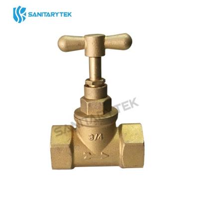 Brass stop valve F/F, with brass T handle