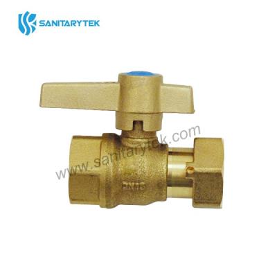 Brass straight ball valve female for water meter, with operating handle lock