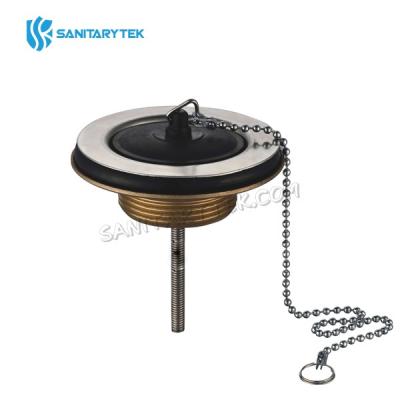 Brass waste for basin, rubber plug with chain and screw nut