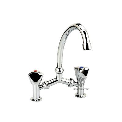 Bridge type basin faucet, triangle handle