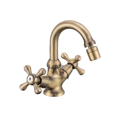 Bronze bidet mixer tap without pop-up waste