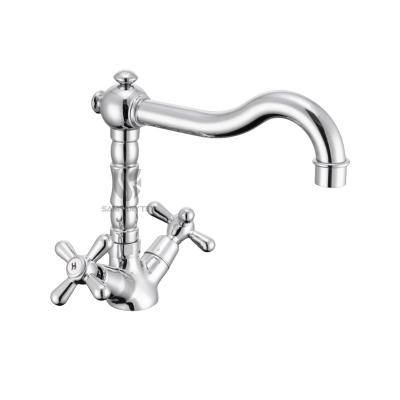 Chrome sink faucet dual handle basin mixer tap