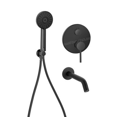 Concealed bath shower mixer set matt black