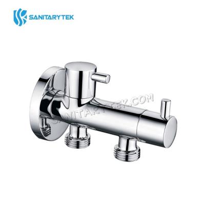 Double angle valve with two outlets, chrome