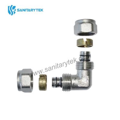 Double elbow fitting for multilayer pipe, nickel plated