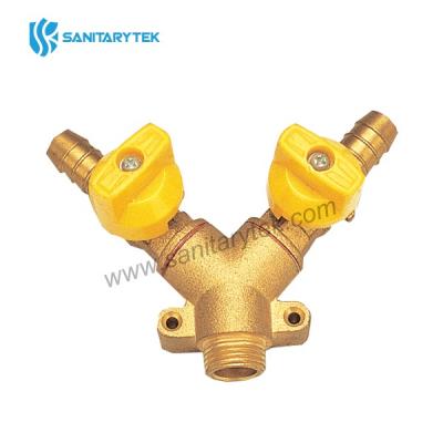 Double gas ball valve - male x hose connection