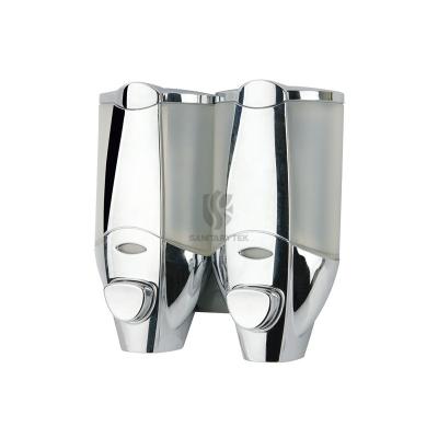 Double liquid soap dispenser, chrome