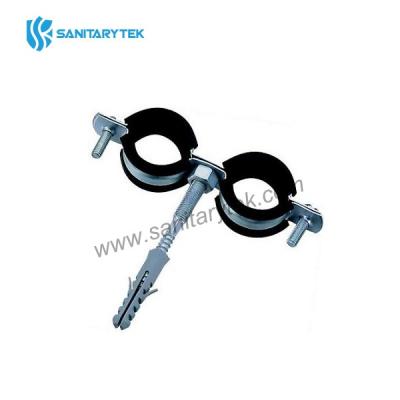 Double pipe clamp with rubber and screw
