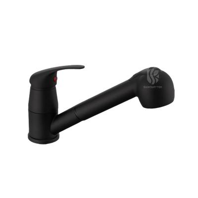 Extendable kitchen mixer tap with hand shower black