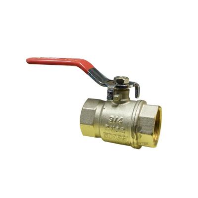 Forged brass ball valve FxF, red flat steel handle