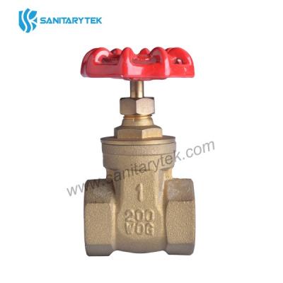 Forged Brass Gate Valve FxF, Red Iron Handle