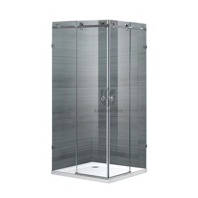 Frameless square shower enclosure