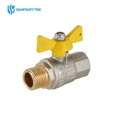 Full bore brass ball valve for gas MF, butterfly handle