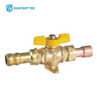 Gas ball valve with yellow butterfly handle