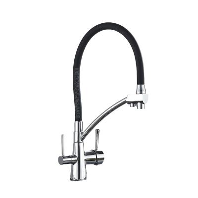 Deck mounted kitchen faucet with purified water tap