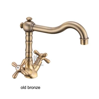 Kitchen mixer double handle faucet bronze